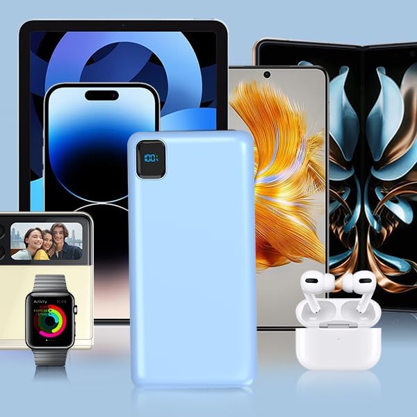 Portable Charger 50000 mAh Power Bank PD 30W and QC 4.0 PowerBank Fast Charging External Battery Pack with USB-C LED 3 Outputs & 2 Inputs Portable Charging for iPhone 15 14 13 pro, Samsung