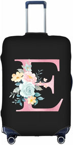 E Alphabet Design Custom Travel Luggage Cover Tag Set TSA Approved Vintage Letter Print Suitcase Protector Men Women (L 26-28 Inch Luggage)