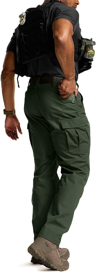 CQR Men's Tactical Pants, Water Resistant Ripstop Cargo Pants, Lightweight EDC Work Hiking Pants, Outdoor Apparel
