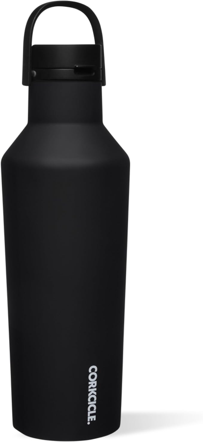 Corkcicle Sport Canteen - Keeps Drinks Cold 25 Hours - Stainless Steel Water Bottle - Triple-Insulated - Spill-Proof - Summer Drinkware Gift - Keeps Drinks Ice Cold - 20 oz - Black