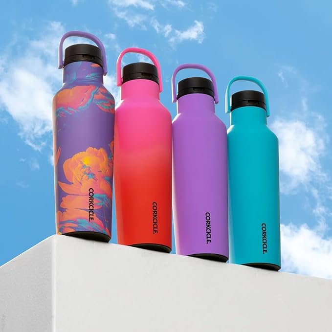 Corkcicle Classic Sport Canteen - Insulated Stainless Steel Water Bottle - Compact & Travel-Friendly - Durable - Dishwasher Safe - BPA Free - Non-Slip Silicone Base - 20 oz - Sangria