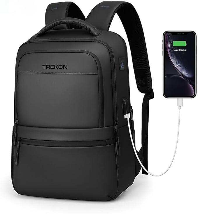 TREKON Laptop Backpack for Men/Women, Fits 15.6" Laptop, USB Charging Port, Water-Resistant, Anti-Theft, TSA Approved Travel Bag, For Business & College