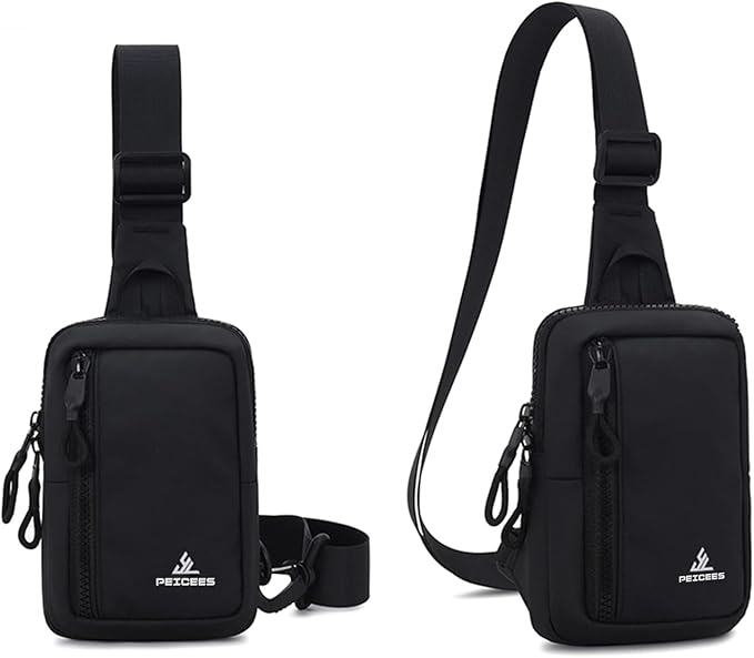 Peicees Small Crossbody Bag for Men Women Mini Sling Bag Travel Running Phone Daypack Cross Body Shoulder Bags with Keyholder