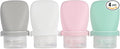 1oz Silicone Travel Bottles for Toiletries (4-Pack), TSA Approved Leakproof Toiletry Bottles with Locking Lid, Refillable Travel Size Containers for Shampoo, Body Wash, Camping & Trips (Wh,Gn,Pnk,Gry)