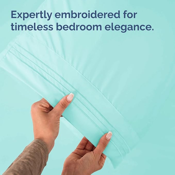 Pillowcases - Ultra Soft Hotel Quality Pillowcase Covers - Comfy, Cozy & Wrinkle Free - Shrinkage and Fade Resistant - Machine Washable Pillow Protectors - (Queen, Spa Blue, 4 Piece Set)