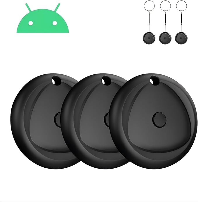 Android Tracker Tags 3 Pack Work with Android'S Find Hub App (Android Only), IP7 Waterproof Key Finder Item Locator, Bluetooth 5.3, Long Battery Life, Smart Tags for Luggage, Bag, Key Pet etc as Gift
