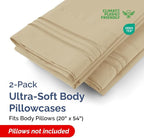 Long Pillowcases - Body Pillow Cover - Long Pillow Insert for Sleeping, Side Sleepers - Soft & Breathable Body Pillow Case with Envelope Enclosure - Comfy, Cozy & Machine Washable - 20" x 54" (Beige)