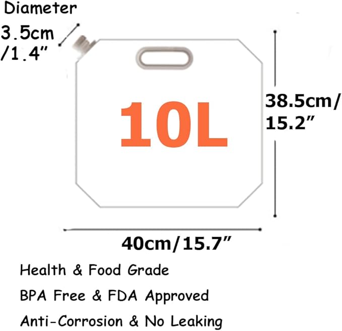 SUPANT Collapsible Emergency Water Jug Container Bag, Freezable, BPA Free Plastic Water Carrier Tank, Outdoor Folding Water Bag for Sport Camping Riding Mountaineer Backoacking, Food Grade