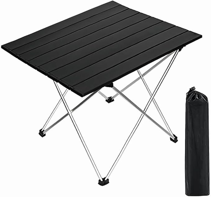 Folding Camping Table Ultralight Aluminum Portable Beach Table with Carry Bag for Camping Hiking BBQ Outdoor Picnic(L)