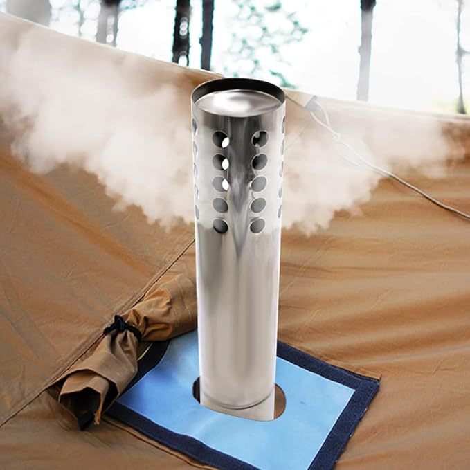 Fitinhot Camp Wood Stove, Tent Wood Burning Stoves Portable with Chimney Pipes, Upgraded Titanium Surface Camping Stove, Heat Resistant Glass & Gloves for Outdoor (Black)