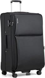 Hanke Expandable 28 Inch Luggage with Spinner Wheels Softside Suitcase Large Rolling Luggage Bag for Travel Checked Suitcases(Black)