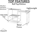 Camping Roll Top Kitchen Made from Weather-Resistant Aluminum (by Caddis Sports)