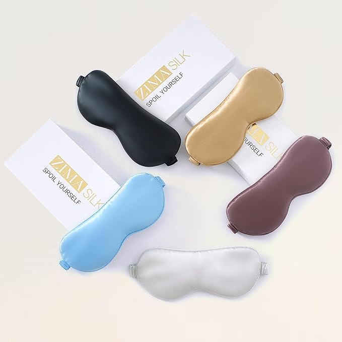 ZIMASILK Adjustable 100% 22 Momme Mulberry Silk Sleep Mask for Sleeping, Filled with Premium Mulberry Silk, Softest & Breathable Eye Sleeping Mask (Beige)