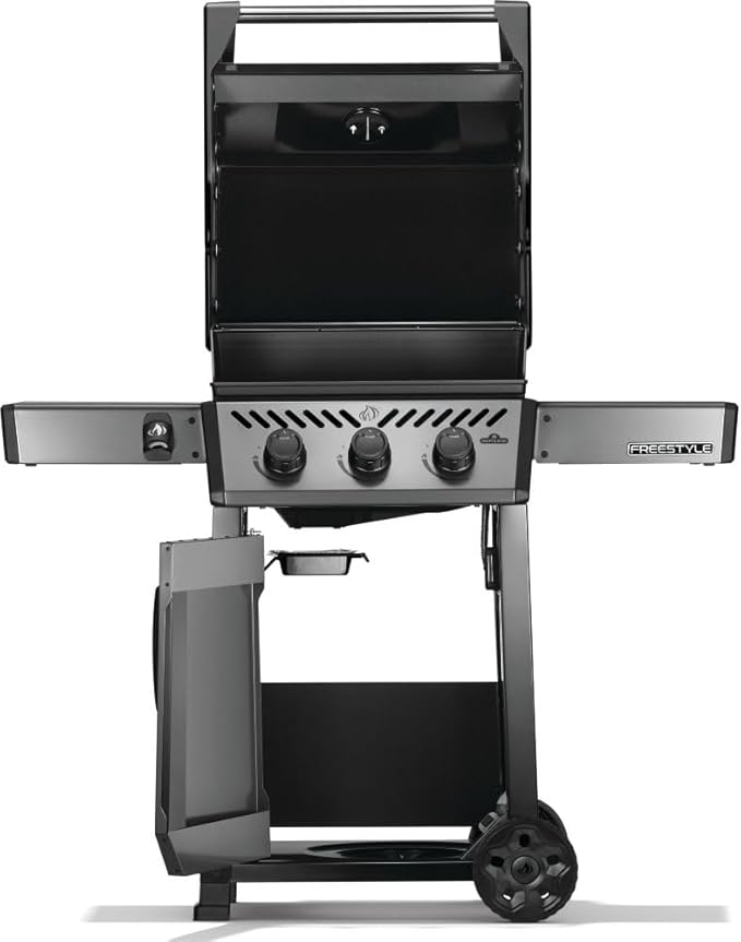 Napoleon Freestyle 365 Propane Gas Outdoor Grill, Graphite Grey – 3-Burner BBQ with Stainless Steel Cooking Grates