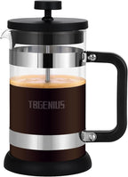 French Press Coffee Maker 21 oz, Cold Brew Heat Resistant Thickened Borosilicate Coffee Pot, Coffee Presses 600 ml, Tea and Frothed Milk Press (Black，21Ounce)