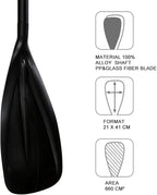 SUP Paddle - 3-Piece Adjustable Aluminium SUP Paddle with Glass Fiber Blade for Surfing, Floating, Water Sports