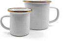 Barebones 5-Ounce Enamel Espresso Cup Set of 2 - Small Coffee Mug and Tea Cup - Stainless Steel Rim Camping Mug for Indoor and Outdoor Use (Eggshell)