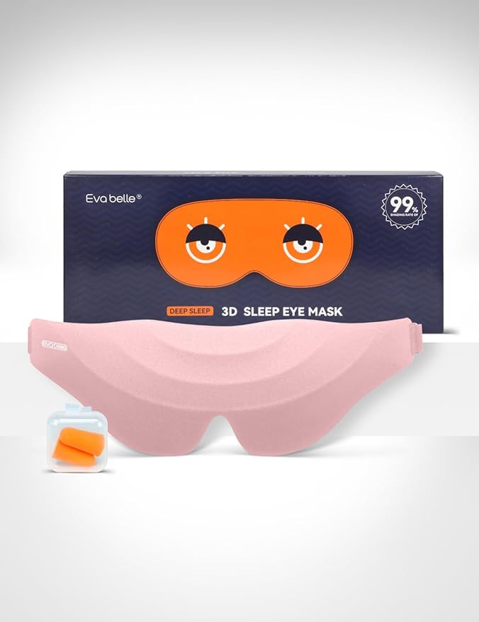 Sleep Eye Mask for Men Women, EVA BELLE Light Blocking Sleeping Mask for Side Sleeper, 3D Contoured Cup Night Blindfold, Lash Extensions 3D Sleeping Mask with Adjustable Strap for Travel, Night & Nap