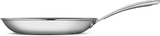 Tramontina Boston Tri-Ply Clad Stainless Steel 12-Inch Large Frying Pan, Induction-Ready Skillet, Dishwasher-Safe, NSF-Certified, Made in Brazil
