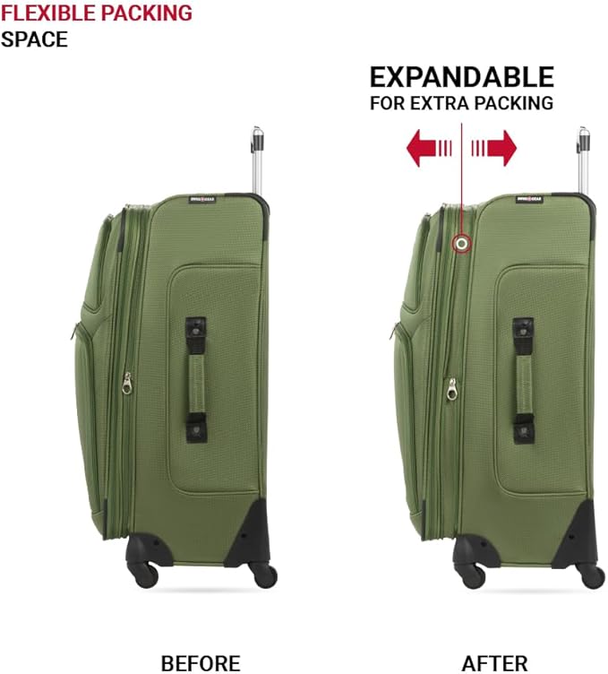 SwissGear Sion Softside Expandable Luggage, Evergreen, Checked-Large 29-Inch