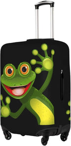 Travel Luggage Cover Suitcase Protector, Merry Green Frog Cute Animal Washable Elastic Stretchy Anti-scratch Luggage Sleeve with Concealed Zipper for Spinner Wheeled Suitcase Fits 29-32 Inch Luggage