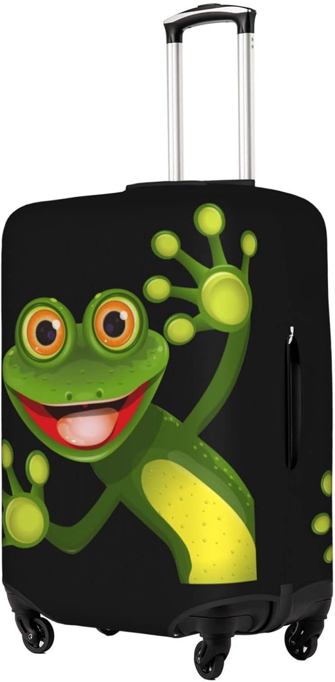 Travel Luggage Cover Suitcase Protector, Merry Green Frog Cute Animal Washable Elastic Stretchy Anti-scratch Luggage Sleeve with Concealed Zipper for Spinner Wheeled Suitcase Fits 29-32 Inch Luggage