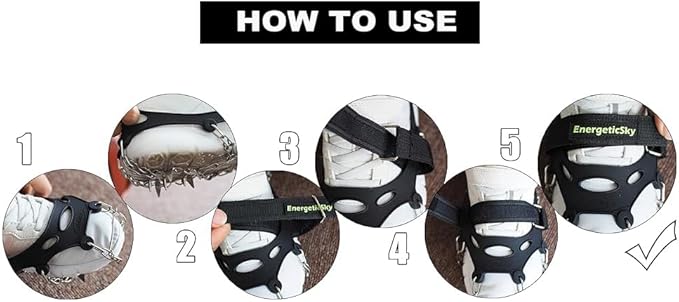 Upgraded Version of Walk Traction Ice Cleat Spikes Crampons,True Stainless Steel Spikes and Durable Silicone,Boots for Hiking On Ice & Snow Ground,Mountian.