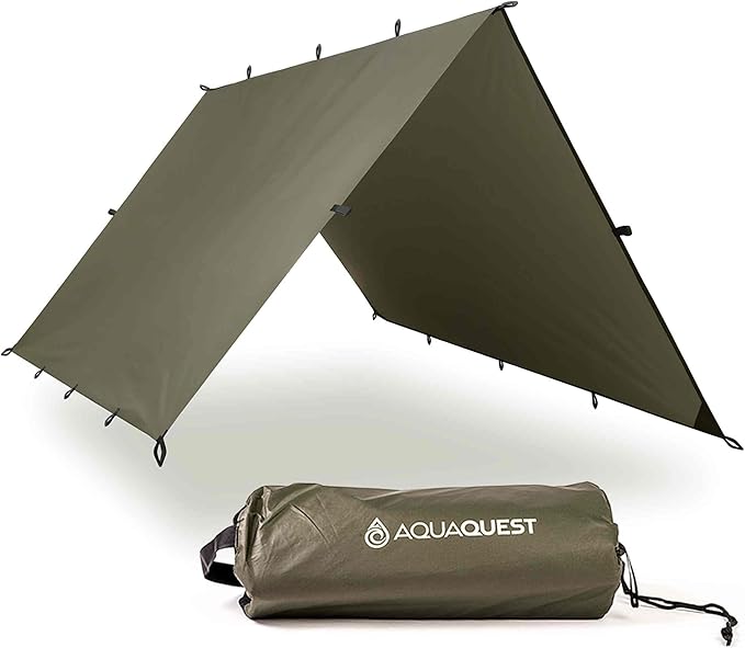 AquaQuest Safari Tarp – Lightweight Waterproof (5,000mm) Seam-Taped Ripstop Rain Fly for Backpacking, Thru-Hiking & Hammock Camping