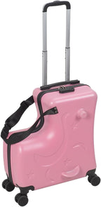 Kids Ride On Suitcase with Wheels, Scooter Luggage for Toddlers Travel, Durable Children's Suitcase for Boys & Girls Ages 2-15 Years Pink