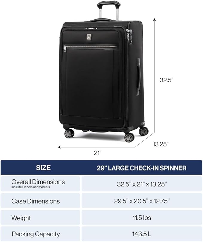 Travelpro Platinum Elite Softside Expandable Checked Luggage, 8 Wheel Spinner Large Suitcase, TSA Lock, Men and Women, Vintage Grey, Checked Large 29-Inch