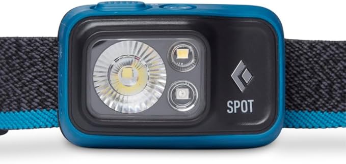 BLACK DIAMOND Spot 400 LED Headlamp, Waterproof and Dimmable Battery Powered Headlamp for Camping, Hiking, Running, Work, Travel with Red Light Mode, Azul