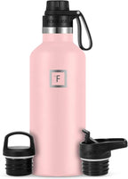 IRON °FLASK Camping & Hiking Hydration Canteens - 3 Lids (Narrow Spout Lid) Leak Proof Vacuum Insulated Stainless Steel - Hot & Cold Double Walled Sports Water Bottle - Rose, 32 Oz