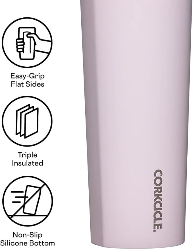Corkcicle Classic Canteen - Keeps Drinks Cold for 25 Hours - Triple-Insulated Stainless Steel - Dishwasher Safe - Summer Drinkware Gift - Keeps Drinks Ice Cold - 16 oz - Powder Puff