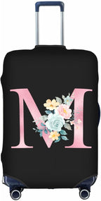 M Alphabet Design Custom Travel Luggage Cover Tag Set TSA Approved Vintage Letter Print Suitcase Protector Men Women(S 18-21 Inch Luggage)