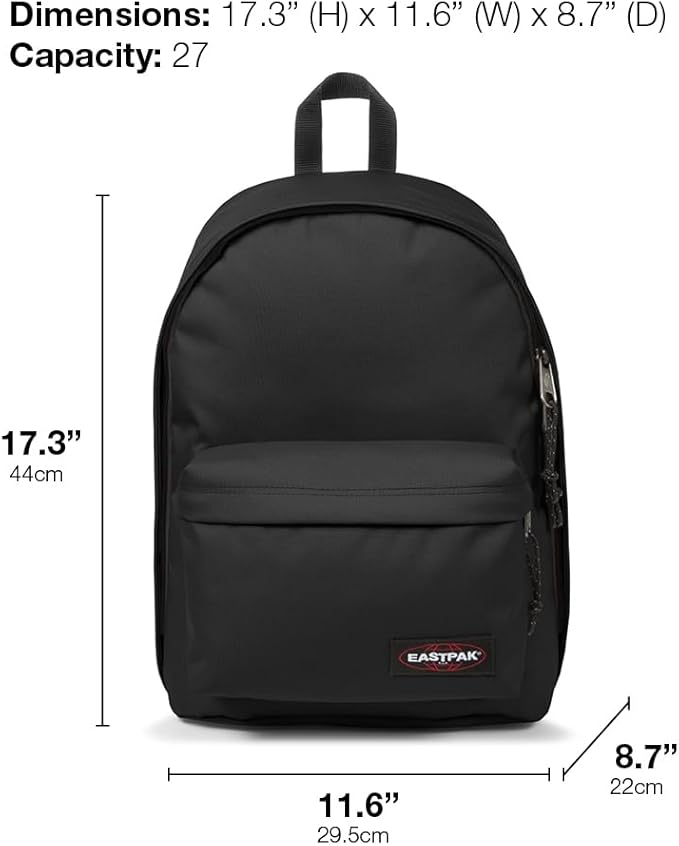EASTPAK Out Of Office – 31L Backpack with Dual Compartments, 16” Laptop Sleeve, Security Pocket, Bottle Holder & Air Mesh Straps, Checker Dark Grey