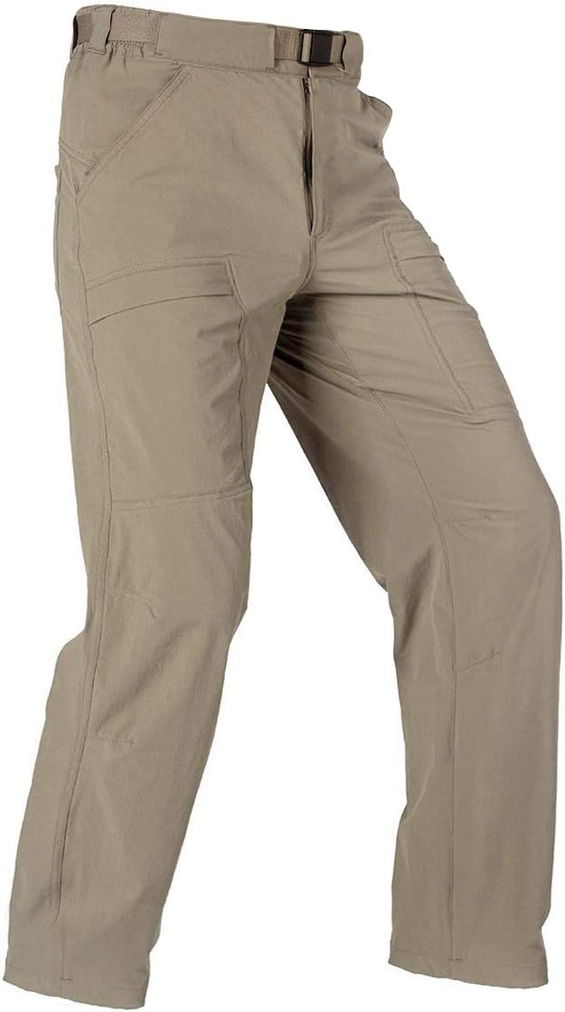 FREE SOLDIER Men's Outdoor Cargo Hiking Pants with Belt Lightweight Waterproof Quick Dry Tactical Pants Nylon Spandex