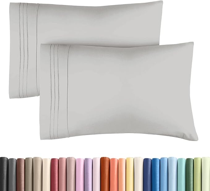 King Standard Pillow Cases Set of 2 - Soft Hotel Quality Pillowcase Covers - Comfy Bedding for Women, Men, Kids & Teens - Machine Washable Pillow Protectors - 2 Piece Set - King Standard French Grey