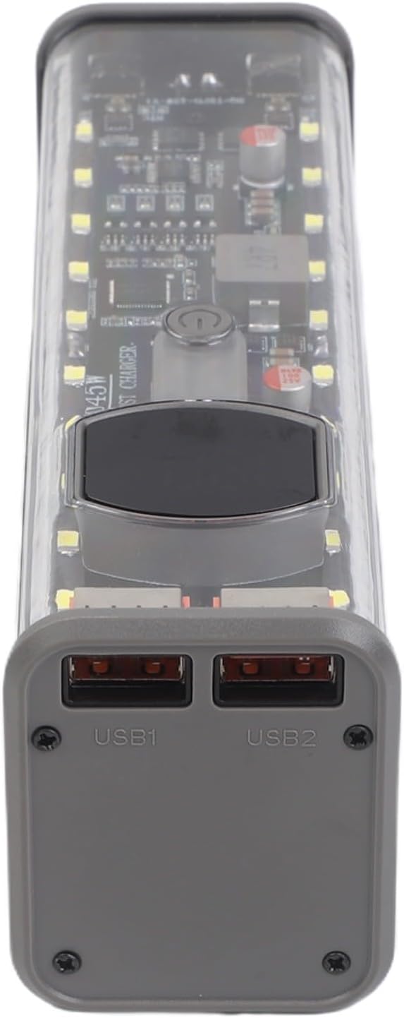 Portable Solder-Free Power Bank Case 22.5W 45W Transparent DIY Battery Box with Fast Charging for Cells Multi-Output Stable Voltage Multiple Protocols 160x57mm for DIY Enthusiasts Travel(black 45W)