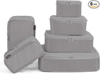 6 Set Compression Packing Cubes, Suitcase Storage Bags for Clothes and Travel Essentials (Silver Gray)