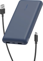 Belkin Portable Charger, USB C Power Bank 20000 mAh w/ 2 USB-A Ports, 15W w/ Type-A to Type-C Cable - iPhone 17, Air, Pro, Pro Max, AirPods, Samsung Galaxy S25, S24, Google Pixel 10, iPad, etc. - Blue