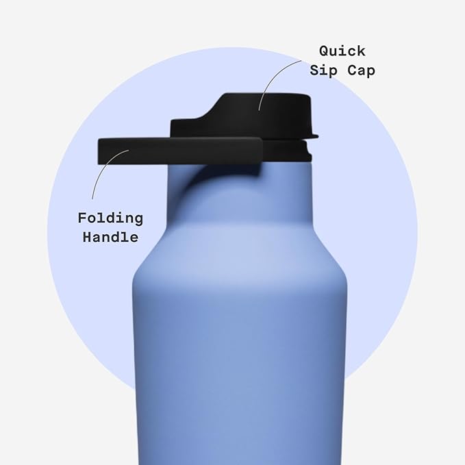 Corkcicle Sport Canteen - Keeps Drinks Cold 25 Hours - Stainless Steel Water Bottle - Triple-Insulated - Spill-Proof - Summer Drinkware Gift - Keeps Drinks Ice Cold - 32 oz - Periwinkle
