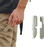 2 in 1 Camping Eating Utensils Set,Reusable Magnetic Camping Utensils Set,Portable Detachable Folding Fork Spoon for Lunch(1Set)