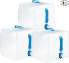 3 Pack Collapsible Water Container with Spigot, Foldable Camping Water Container Portable Camping Storage Carrier Jug for Outdoors Hiking Emergency Kit Backpack(Blue,5.3 Gallon)