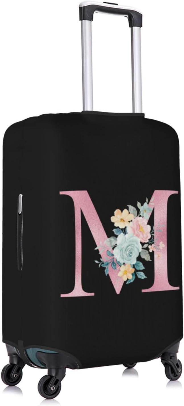 M Alphabet Design Custom Travel Luggage Cover Tag Set TSA Approved Vintage Letter Print Suitcase Protector Men Women(S 18-21 Inch Luggage)