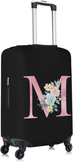M Alphabet Design Custom Travel Luggage Cover Tag Set TSA Approved Vintage Letter Print Suitcase Protector Men Women(S 18-21 Inch Luggage)