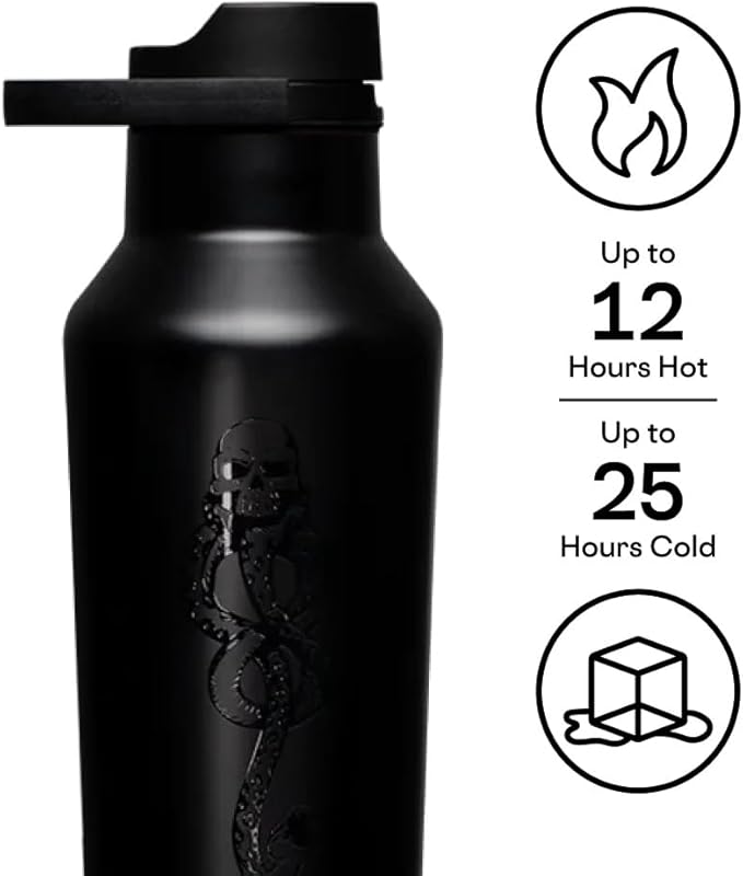 Corkcicle Harry Potter Sport Canteen - Insulated Stainless Steel Water Bottle - Compact & Travel-Friendly - Durable - BPA Free - Non-Slip Silicone Base - Easy Grip - Wide Mouth - 20 oz - Dark Mark