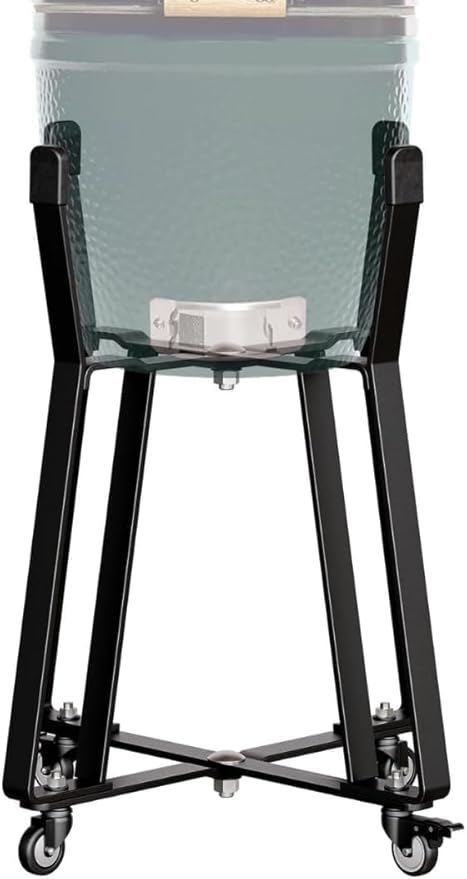 IDZO Grill Rolling Cart for BGE Minimax & Kamado Joe Junior 18", Grill Stand with Heavy-Duty Locking Caster Wheels, Powder-Coated Charcoal BBQ Base, Outdoor Cooking Accessories