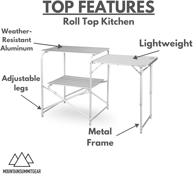 Camping Roll Top Kitchen Made from Weather-Resistant Aluminum (by Caddis Sports)