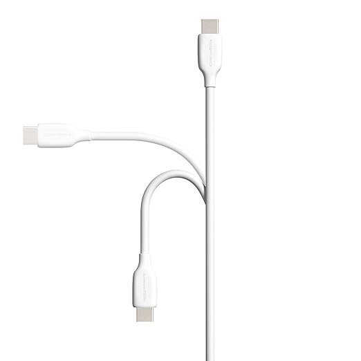 Amazon Basics USB-C to USB-C 2.0 Fast Charging Cable, 480Mbps Speed, USB-IF Certified, for Apple iPhone 16/15, iPad, Samsung Galaxy, Tablets, Laptops, 3 Foot, White (Pack of 2)