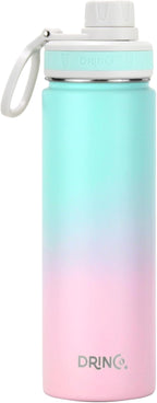 DRINCO Stainless Steel Water Bottle Spout Lid Vacuum Insulated Double Wall Water Bottle Wide Mouth (40oz 32oz 22oz 18oz 14oz) Leak Proof Keeps Cold or Hot (22 oz, 22oz Macaron)